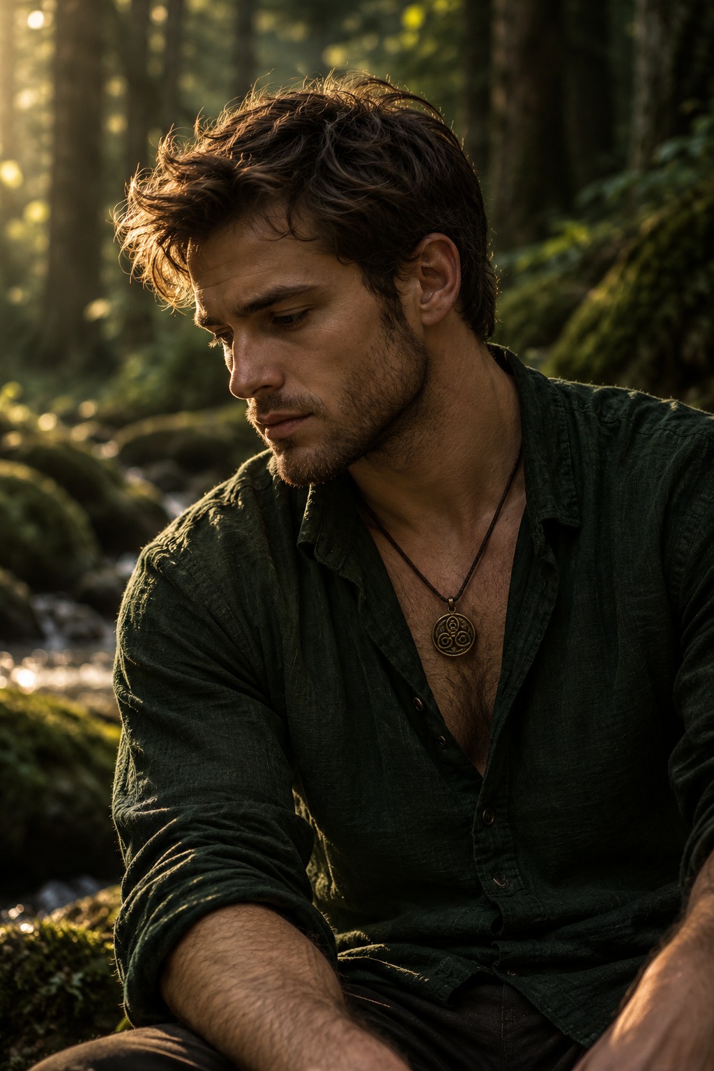Contemplative woodland portrait